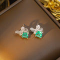European and american full diamond bow necklace women's light luxury minimalist three-piece set new high-end pendant earrings ring jewelry