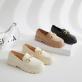 2025 new loafers: spring/autumn british retro style, small gold buckle, round toe, pvc slip-on, chunky sole loafers