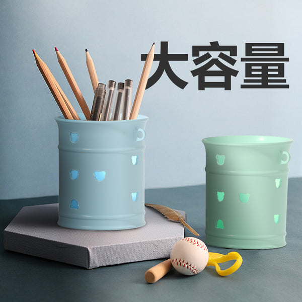 Multifunctional silicone pen holder, creative stationery pen holder, desktop office storage bucket, large-capacity makeup brush storage bucket
