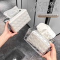 New arrivalaccessible luxury square rattan grids pattern tissue box classysense of design living room tissue box bathroom desktop spring adjustable