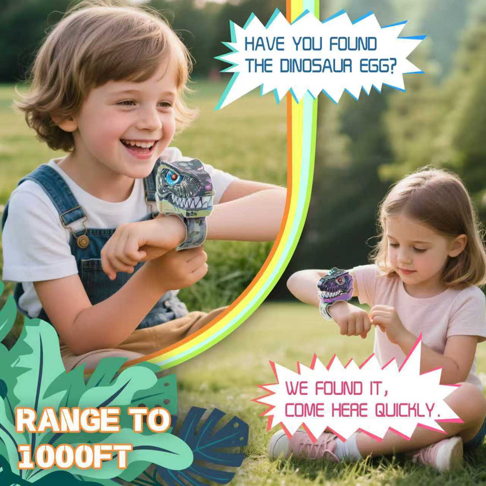popular colorful mechanical dinosaur head sound and light children's interactive walkie-talkie flash music overlord wrist toy