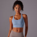 Fashion nude yoga vest women's cross back sports intimates bubble wrap push up seamless one-piece cup fitness bra