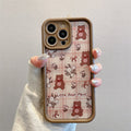 Autumn and winter high bamboo suitable for iphone18pro plaid bear mobile phone case apple 17/15 bear lanyard protective cover