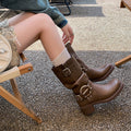 Fashion western belt buckle pile boots knee socks long boots women's high boots knight boots martin boots