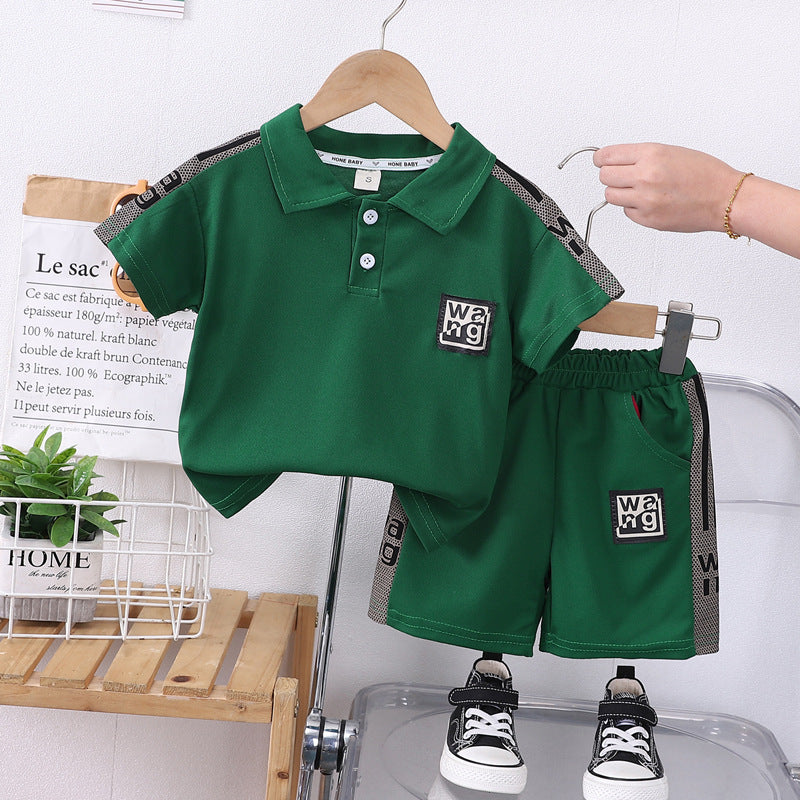 Boys' summer outfit set: new trendy boys' polo shirt & casual short-sleeve t-shirt shorts two-piece set - wholesale