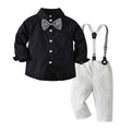 spring new boys' suit white shirt striped overalls two-piece gentleman's children's clothing wholesale customization