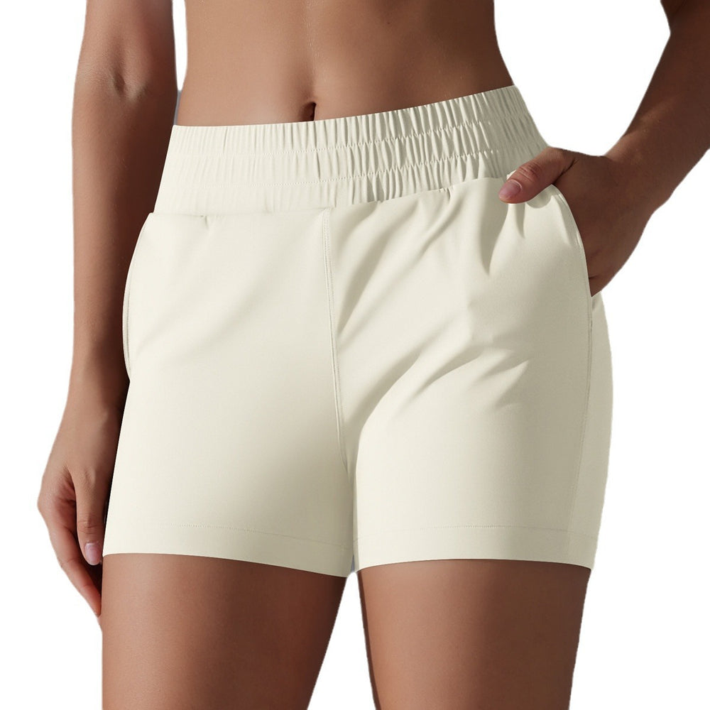 Fashion nude tight flap pocket pants yoga pants tummy control butt lift sports shorts quick-drying breathable running elastic fitness pants