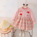 Girls' long-sleeve dress - spring/autumn collection - baby & toddler - cartoon mushroom & gingham floral print - tulip princess dress