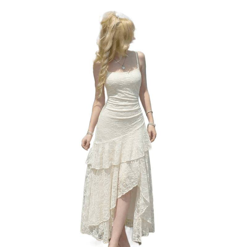 independent station  romanticelegance jacquard pleated suspender longdress