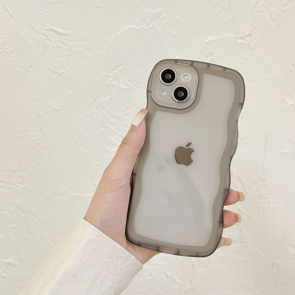 Suitable for apple 17 large wave mobile phone case iphone16ins style simple soft case xr anti-fall transparent protective cover