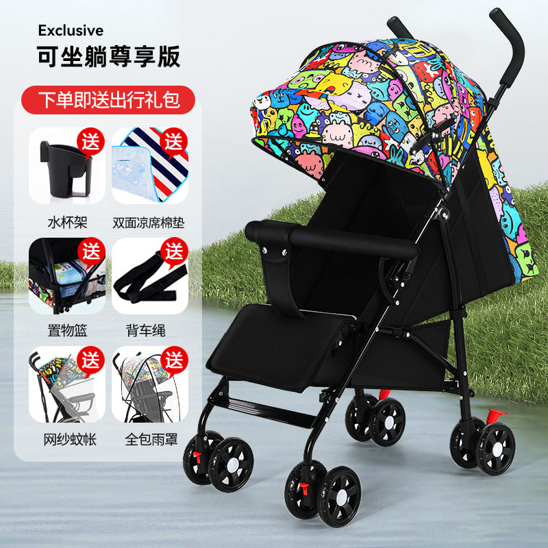 Baby stroller lightweight foldable umbrella stroller reclining seat summer travel pram for infants and toddlers