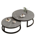Affordable living room coffee table - new rock slab coffee table set for home living room, marble combination, round, light luxury modern style