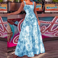 Custom  foreign trade european and american women's clothing new commuter camisole maxi dress - elegant, stylish, printed, high-waisted dress