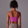 New solid color double-sided nylon semi-fixed cup training high-impact sports bra tight high-elastic fitness tank top for women