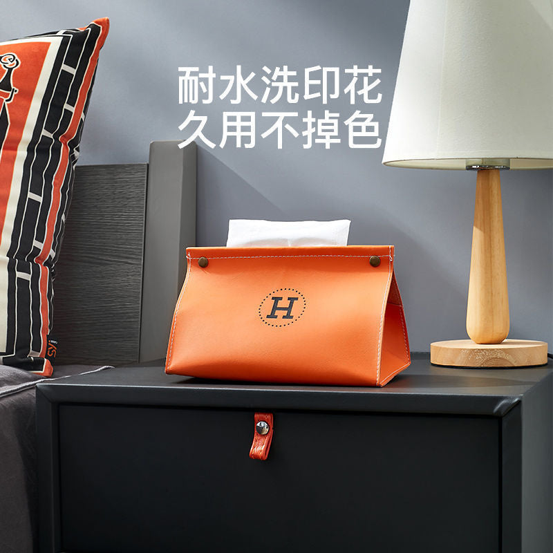 Nordic ins high-end explosion light luxury leather home pumping carton creative living room bedroom car Internet celebrity tissue box