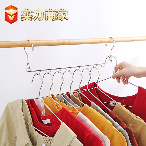 Multifunctional porous hanger stainless steel storage rack cabinet household finishing artifact folding clothes hanger factory wholesale
