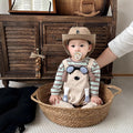 Infant and toddler clothing, spring and autumn outfits, baby boy's outing wear, full-month and 100-day celebration, cute cartoon flying puppy two-piece set