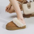 Women's fuzzy slippers - new 2026 autumn/winter collection: thick-soled snow boots, fleece-lined closed-toe half slippers, outdoor cotton shoes