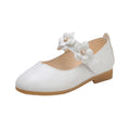 Girls' black leather shoes, toddler and children's performance shoes, white student flats, formal flower girl shoes, school shoes with durable rubber soles
