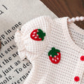 new product girl fashion style lady pure colorcute strawberry short-sleeved knittingcardigan + skirt series suit