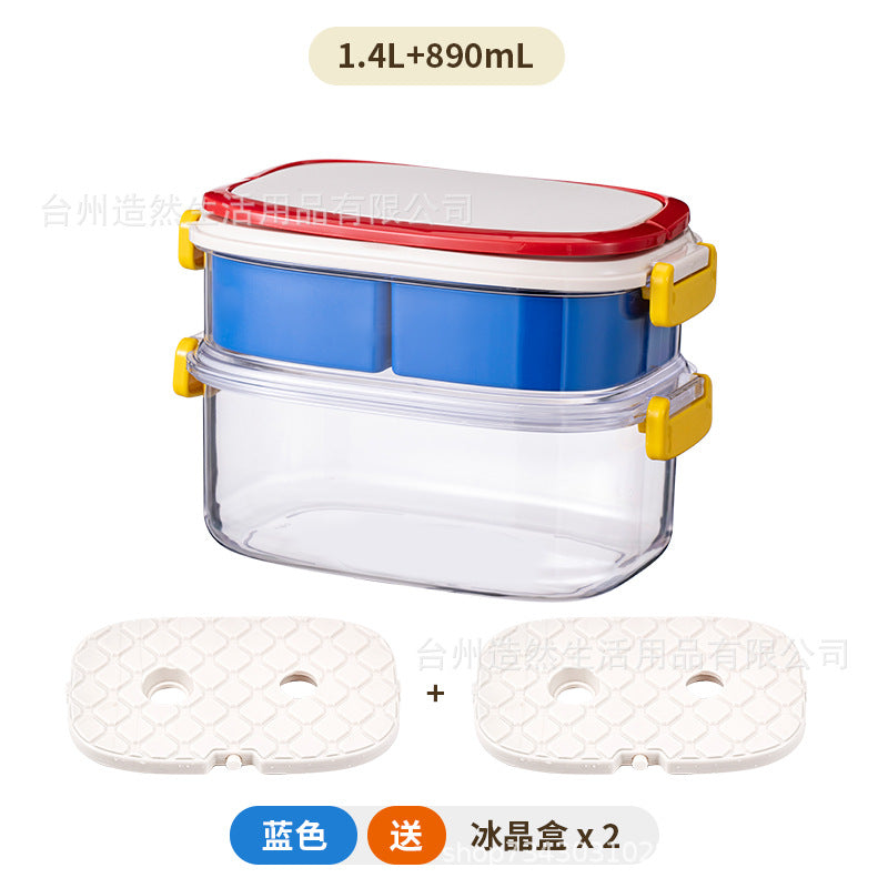 Portable fruit food crisper with filtered water outdoor camping picnic sealed bento box mobile small refrigerator