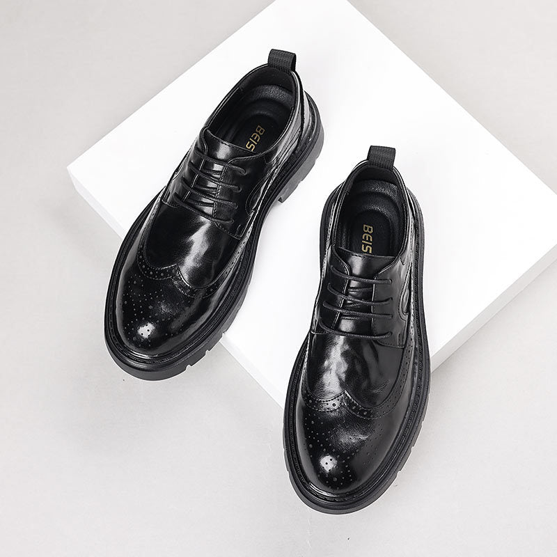 Genuine leather new men's brogue carved leather shoes - casual, business, versatile, stylish, wedding, and groom's shoes