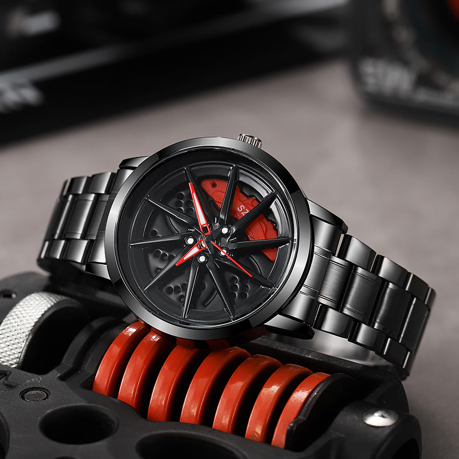 New arrival cool sports car wheel hub watch inner ring can rotate men quartz watch dial fashiontrendy watch