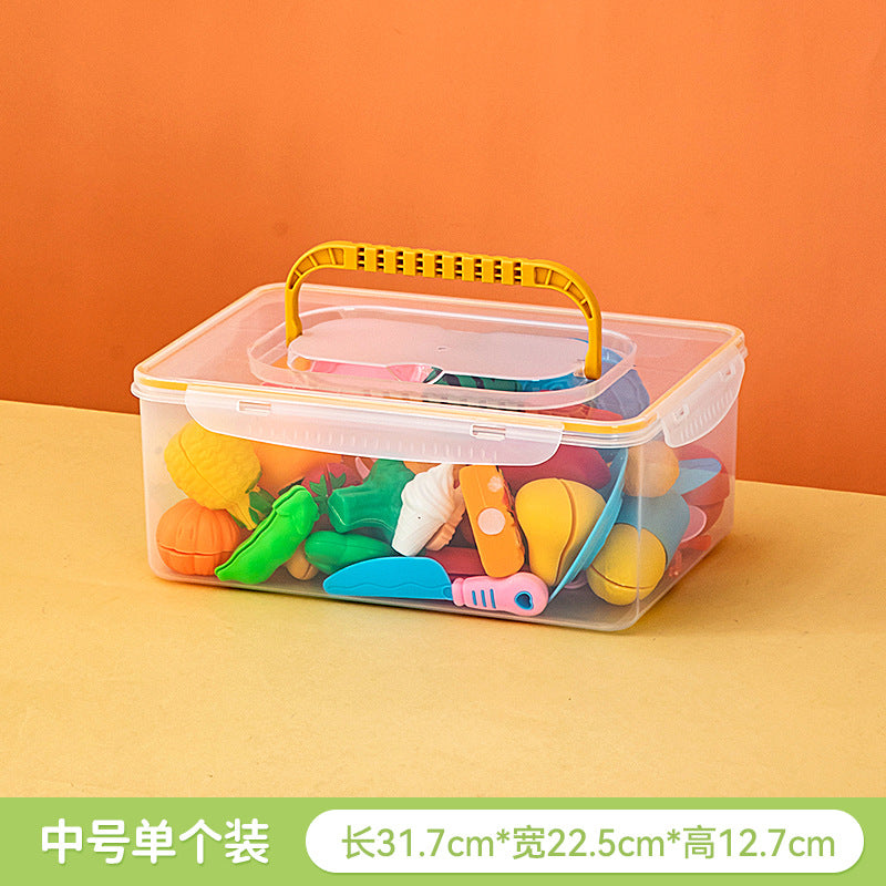 Children's toy storage box Plastic stackable high-capacity finishing box Household portable toy storage box with lid