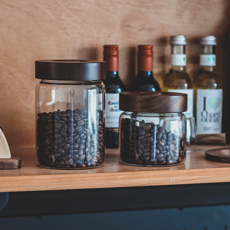 One-way valve glass sealed jar coffee bean storage jar vacuum storage jar tea storage jar food preservation jar