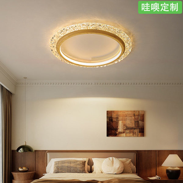 [Wow] Medieval ceiling lamp American retro wabi-sabi wind wood grain minimalist round walnut eye protection super bright