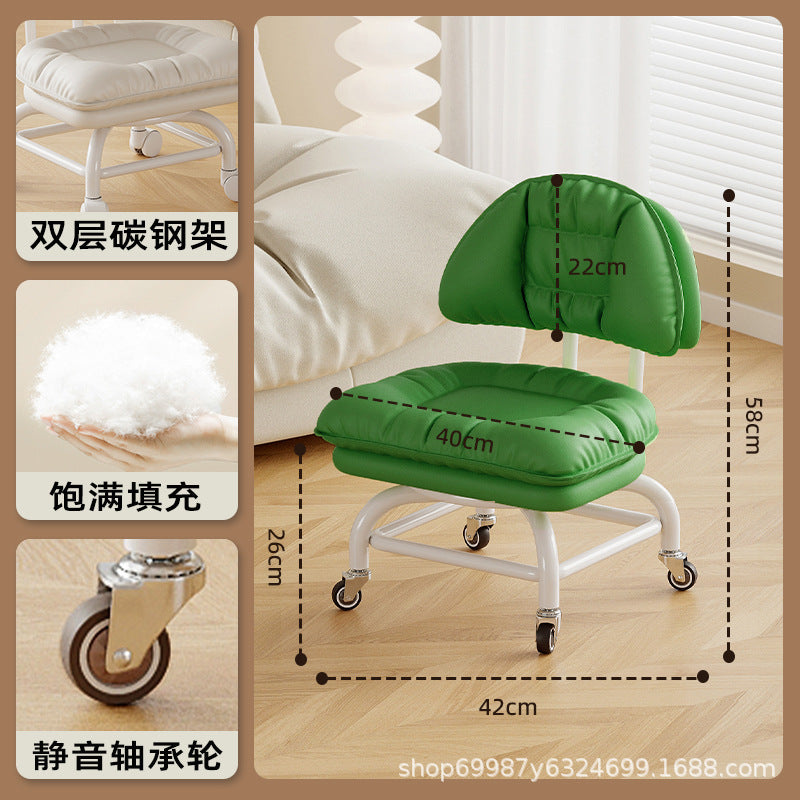 Raised universal wheel, small stool, silent backrest chair, pulley, low stool with baby bench, beautiful seam stool, shoe change household