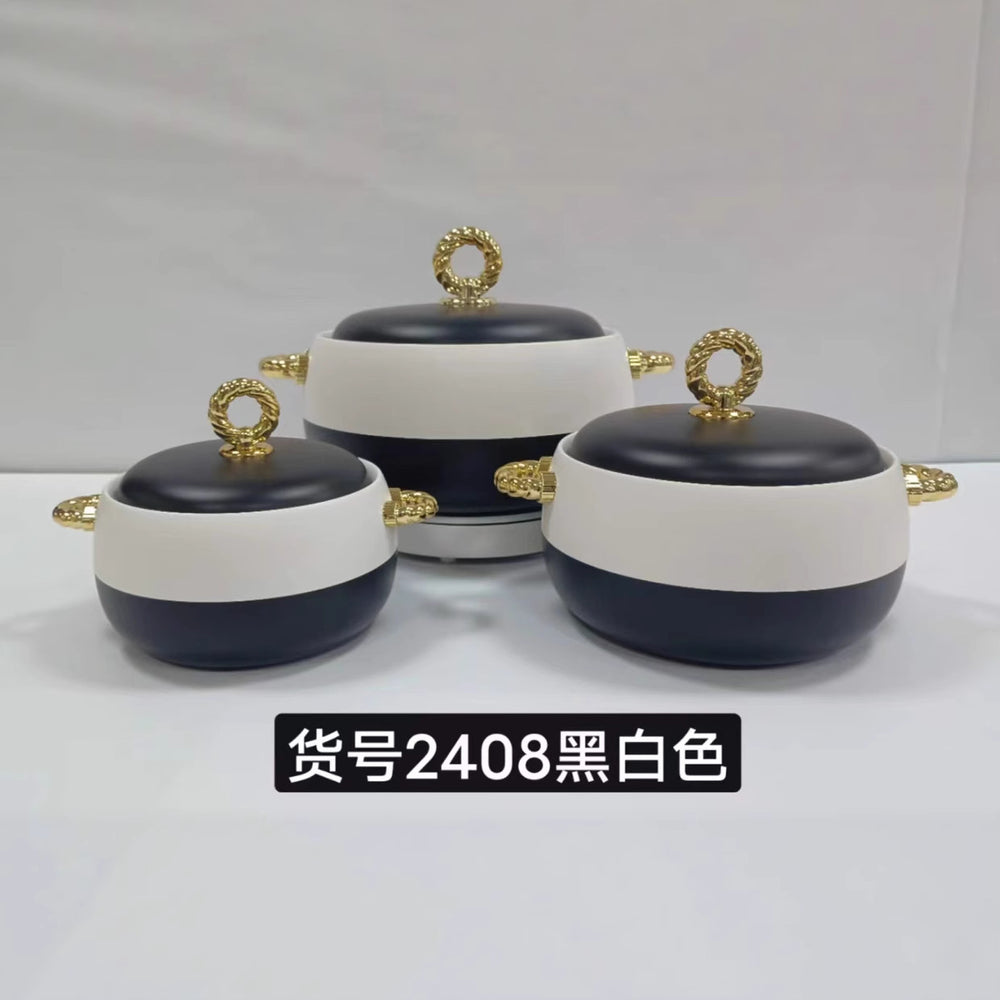 Food warmer hot selling 3pcs foreign trade thermal box 1l-2l-3.5l /set gold handle item number 2408