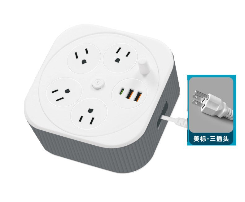 110v power strip travel adapter with usb ports - portable, retractable, us plug extension cord