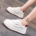 Women's shoes 2026 new spring leather upper student versatile white sneakers niche original casual chunky sole athletic platform shoes for women