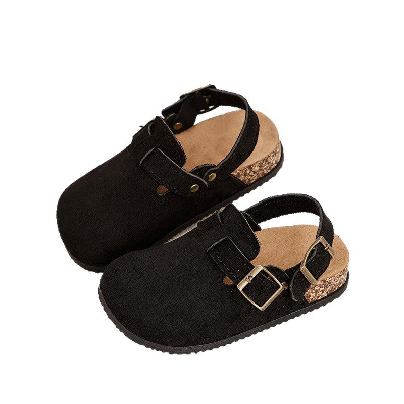 new children's birkenstock-style sandals with heel strap, european and american style, lightweight, non-slip, matching family slippers, export sizes 28-37