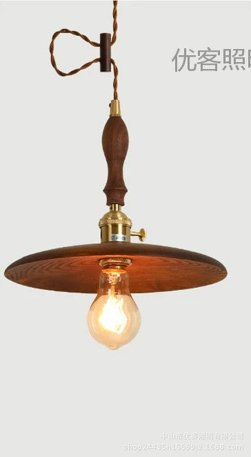 ins Nordic black walnut nostalgic lighting, bedroom bedside lamp, bar brass dining room lamp, wabi sandy chandelier