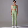 New arrival antibacterial wear-free underwear yoga suit beautiful back cross sports intimates fitness long yoga clothes two-piece set