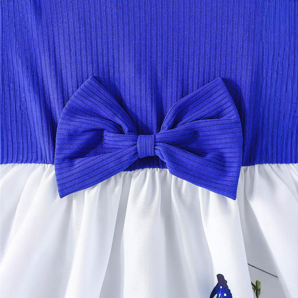 25 years of cross-border expertise – new girls' summer flutter sleeve dress: solid color top with floral print skirt