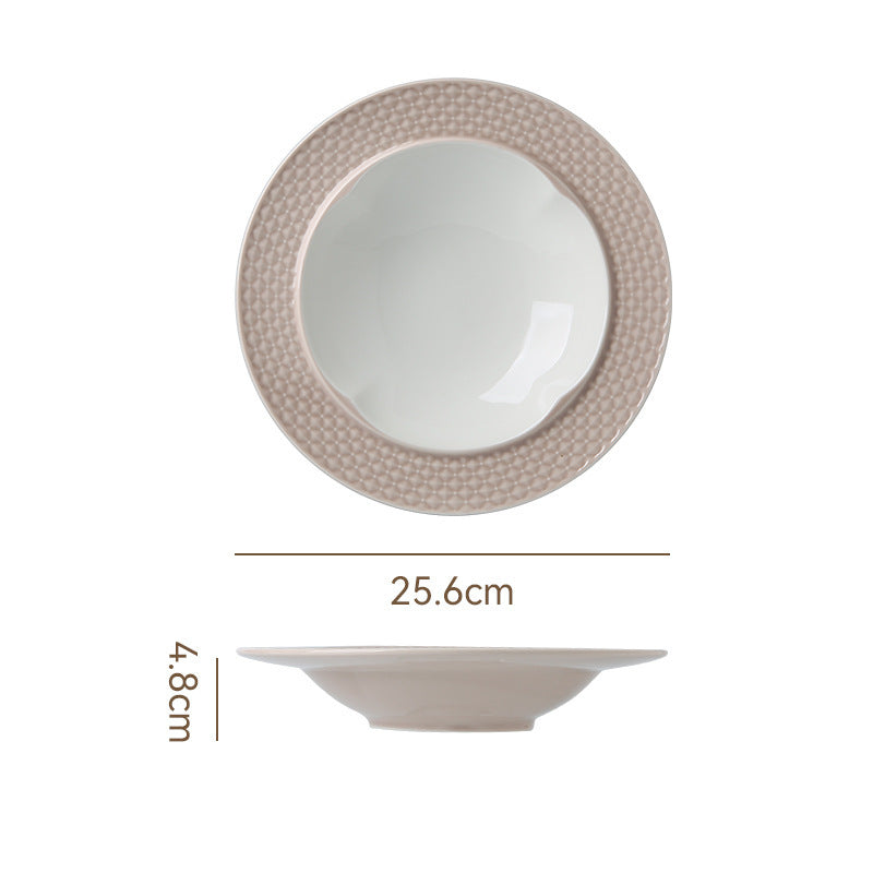 Scandinavianinsfor homerestaurantpure color ceramic set combinationstylish high-looking western food steak plate salad bowl