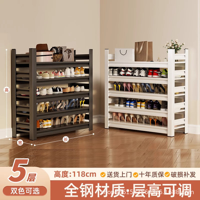 Shoe rack indoor entrance door floor-standing moisture-proof iron multi-layer storage rack shoe cabinet door all-in-one cabinet steel shoe cabinet