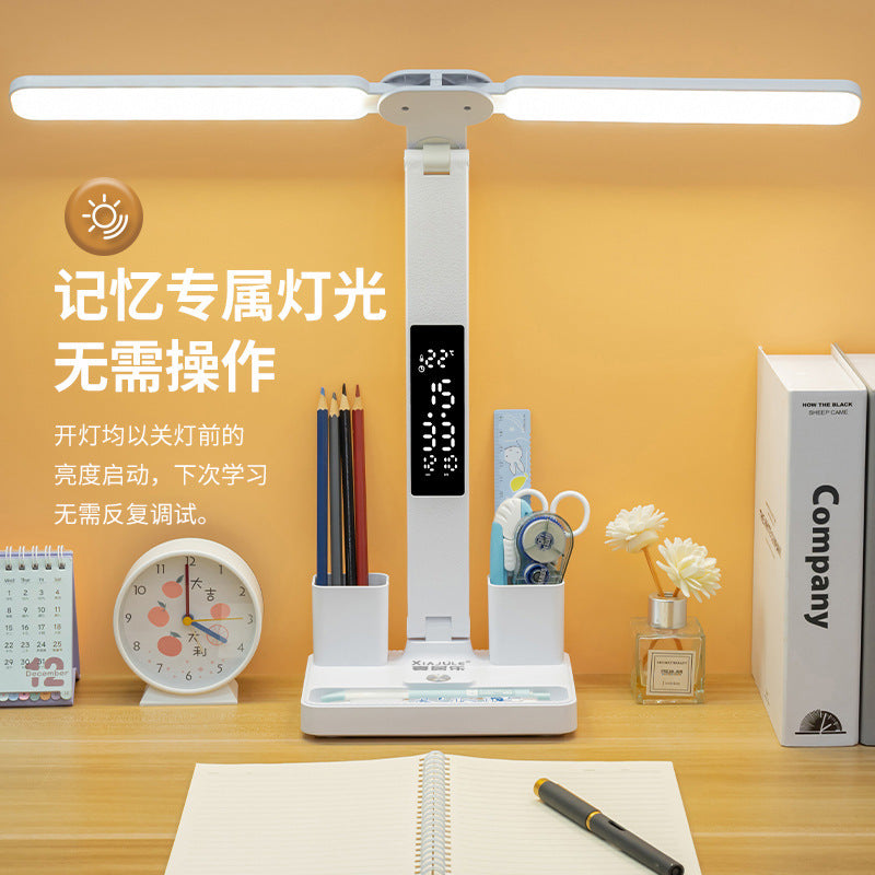 Multifunctional smart display desk lamp - eye protection, plug-in & rechargeable, ideal for elementary school homework, dorm study, and reading