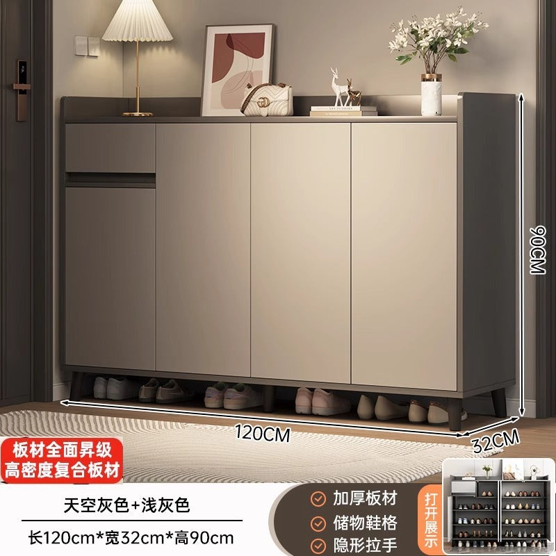 Shoe cabinet household door storage cabinet integrated against the wall simple door porch cabinet locker solid wood legs home shoe rack