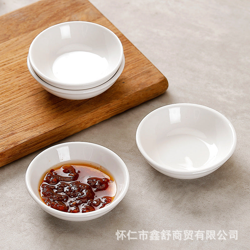 Ceramic small flavor plate pure white soy sauce plate round commercial vinegar plate dipping plate hot pot seasoning bowl can be processed with word mark
