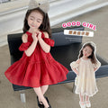New girls' summer dress : stylish off-the-shoulder sundress for baby girls, princess-style children's formal dress