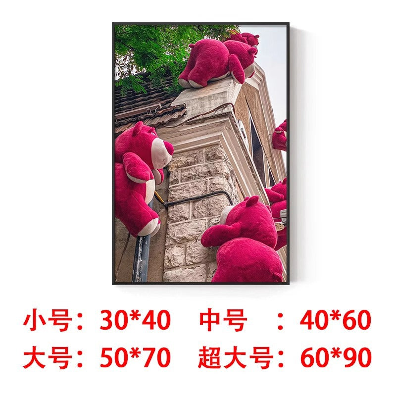 Strawberry bear decorative painting cute trend lotso Stitch pendulum painting hanging painting living room bedroom wall painting