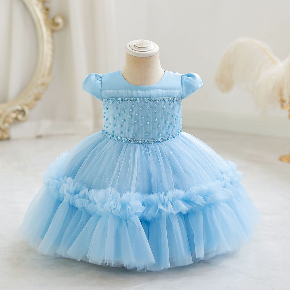 Ready-to-ship wholesale baby girl evening dresses, tulle beaded princess dresses, first birthday party dresses, girl dress