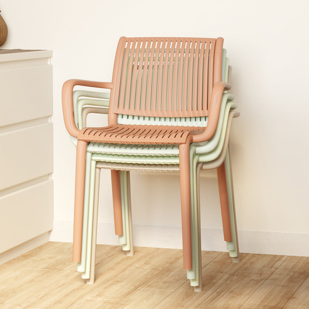 New arrival: thickened modern minimalist nordic dining chair - plastic chair, balcony outdoor vertical stripe leisure chair, stackable waiting chair