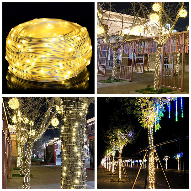 LED solar leather wire light string light Gypsy small light string, outdoor waterproof low voltage tree light outdoor decorative flash light