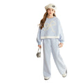 girls' spring tracksuit set - korean style casual two-piece outfit for kids and teens - trendy preppy look