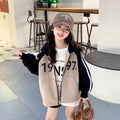 Girls' fall sweatshirt  new stylish children's autumn and winter hooded fleece-lined kids' top, girls' spring and autumn style (big girls)